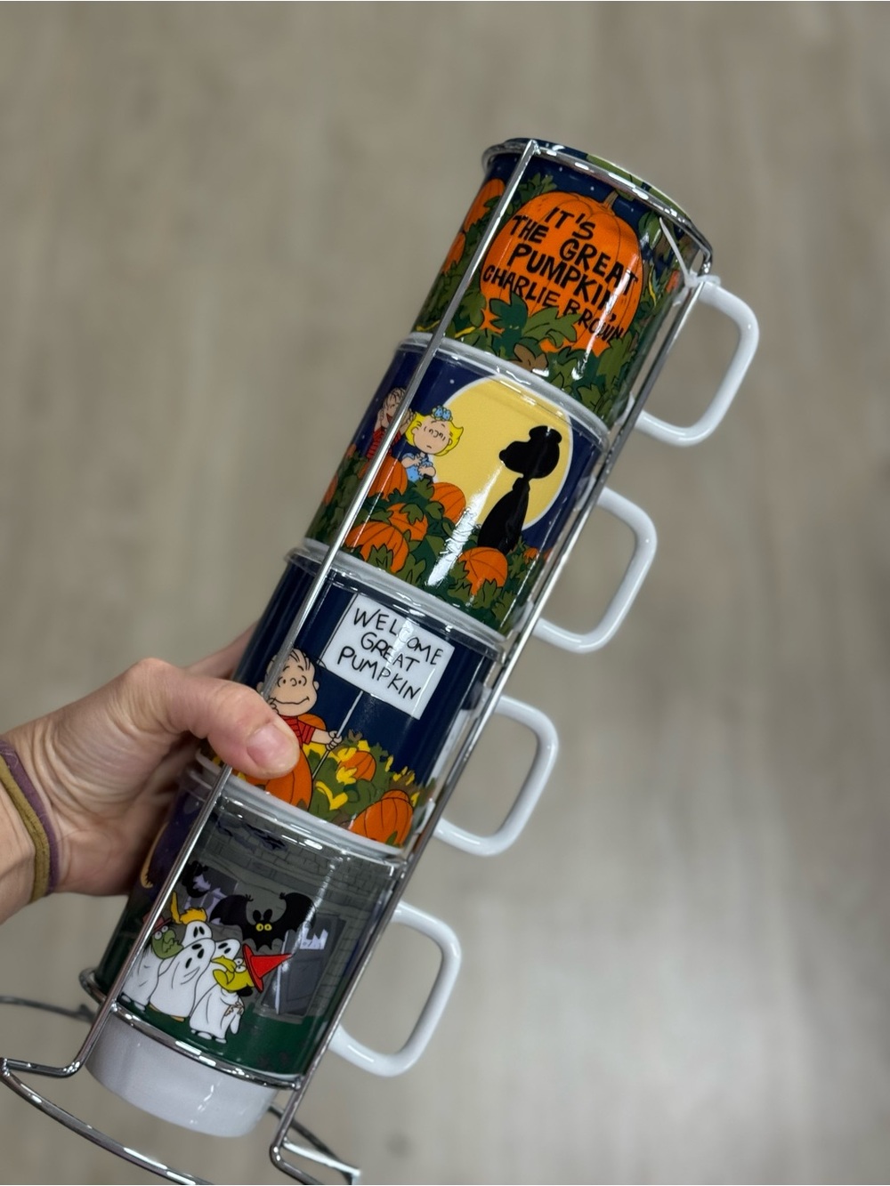 Peanuts Halloween Stackable Mugs - Orange, Navy, White, Black